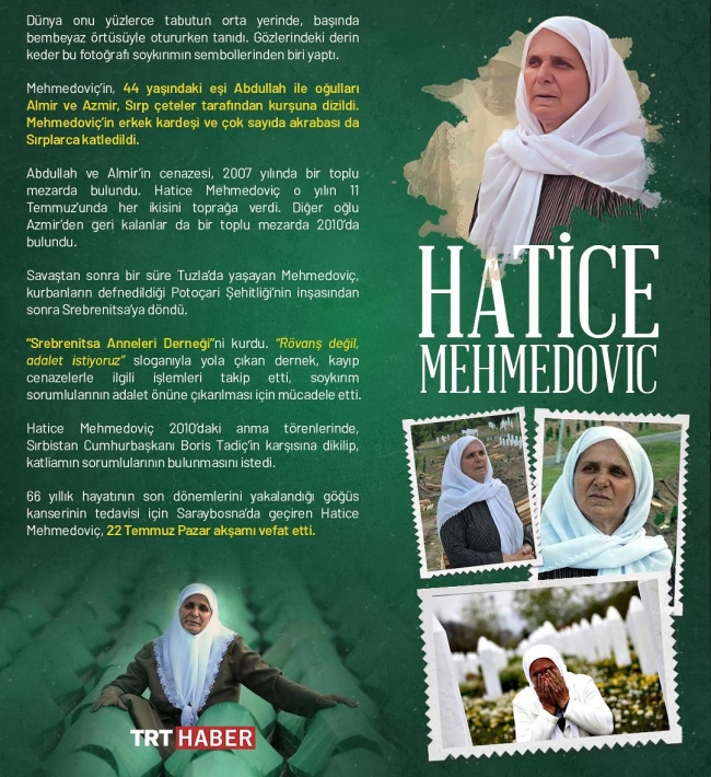 Srebrenitsa'nın "adalet savaşçısı" annesi Hatice Mehmedovic sonsuzluğa uğurlanıyor